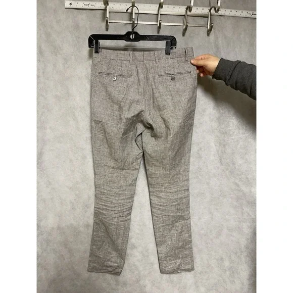 Zara Man Pants Men 30X36 Beige‎ Micro Houndstooth Linen Vacation Hybrid Academia - Picture 10 of 10